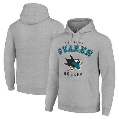 Men's Starter Heather Gray San Jose Sharks Logo Pullover Hoodie