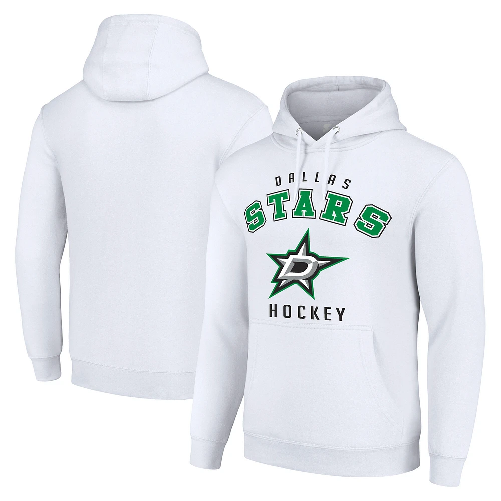 Men's Starter White Dallas Stars Logo Pullover Hoodie