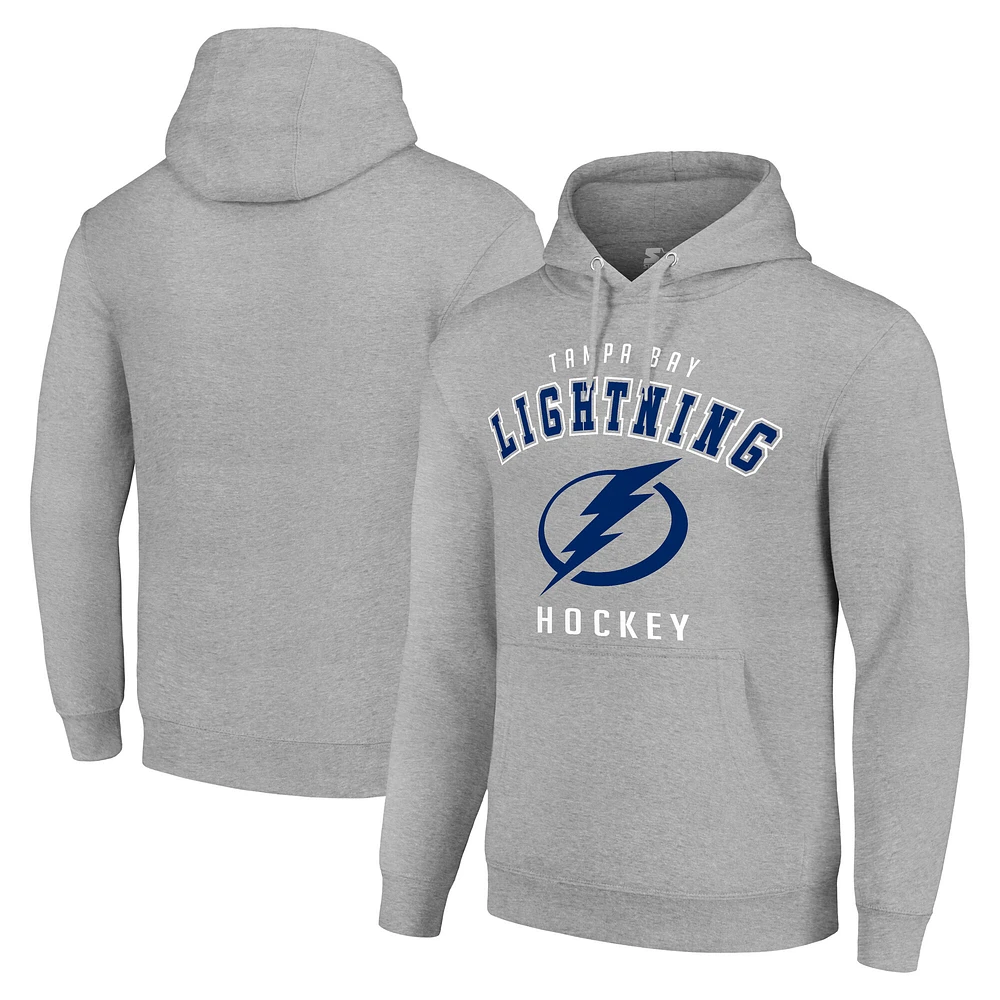 Men's Starter Heather Gray Tampa Bay Lightning Logo Pullover Hoodie