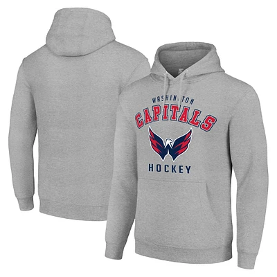 Men's Starter Heather Gray Washington Capitals Logo Pullover Hoodie