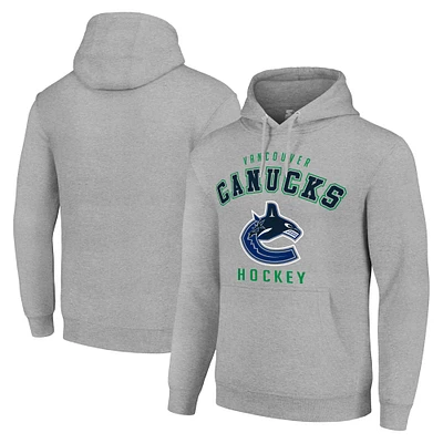 Men's Starter Heather Gray Vancouver Canucks Logo Pullover Hoodie