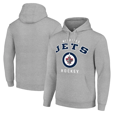 Men's Starter Heather Gray Winnipeg Jets Logo Pullover Hoodie