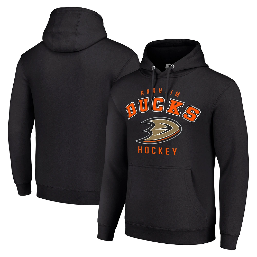 Men's Starter Black Anaheim Ducks Logo Pullover Hoodie