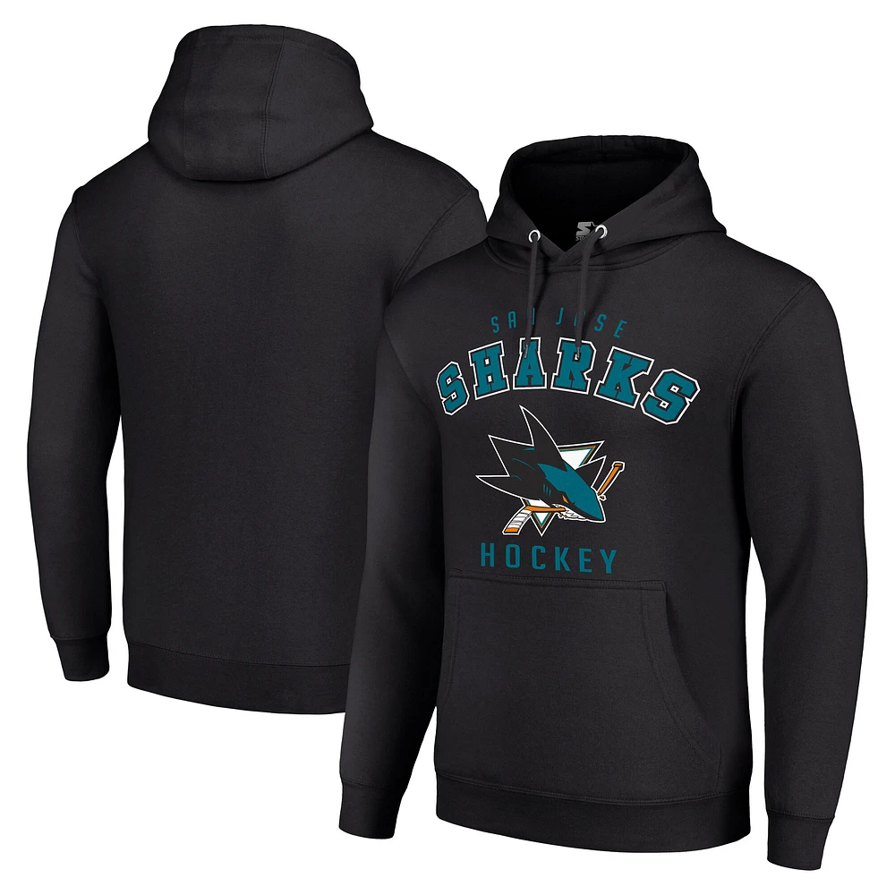 Men's Starter Black San Jose Sharks Logo Pullover Hoodie