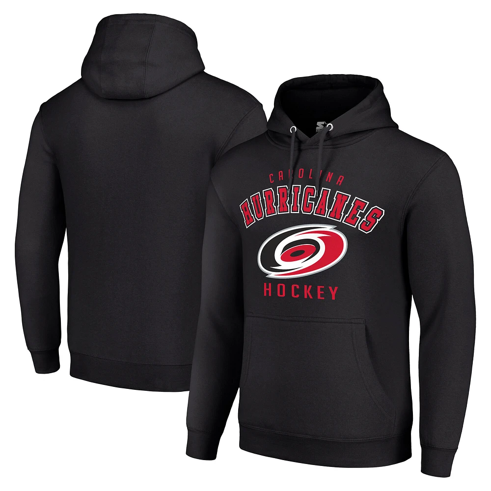Men's Starter Black Carolina Hurricanes Logo Pullover Hoodie