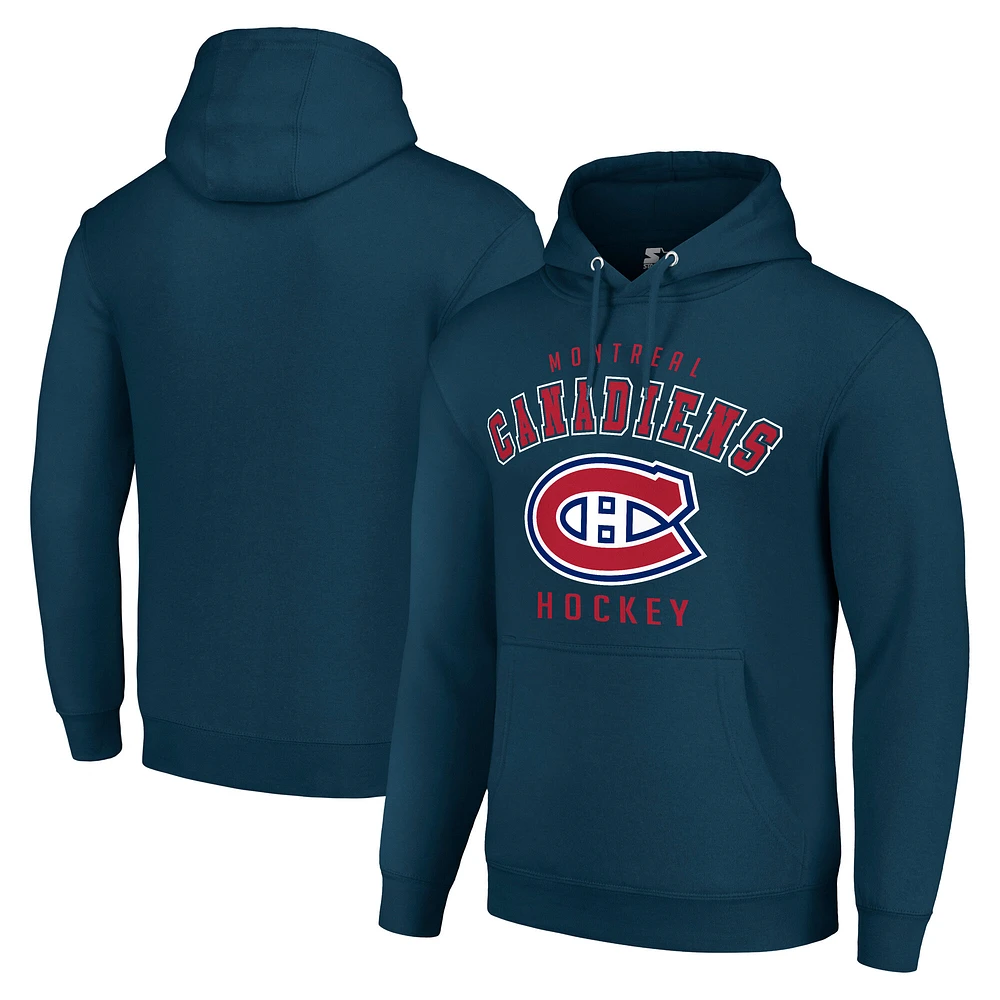 Men's Starter Navy Montreal Canadiens Logo Pullover Hoodie