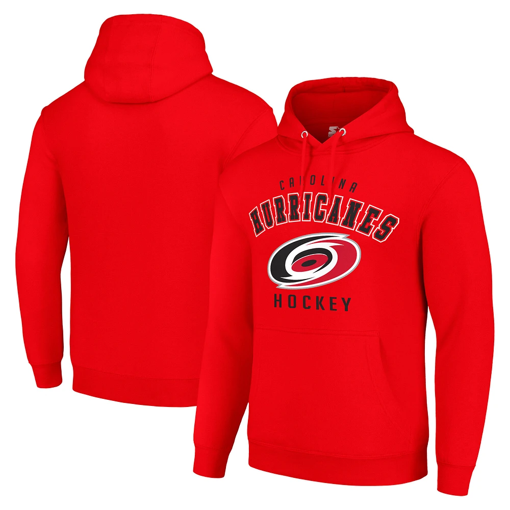 Men's Starter Red Carolina Hurricanes Logo Pullover Hoodie