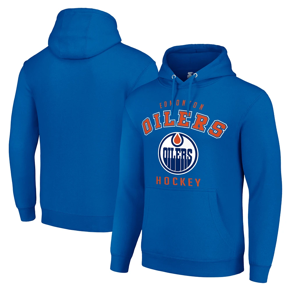 Men's Starter Royal Edmonton Oilers Logo Pullover Hoodie