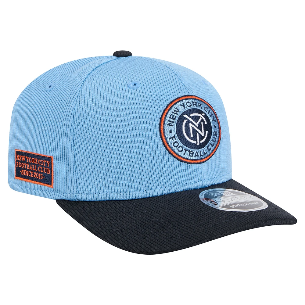 Men's New Era Sky Blue/Navy New York City FC 2025 Jersey Hook 9SEVENTY Stretch-Snap Hat