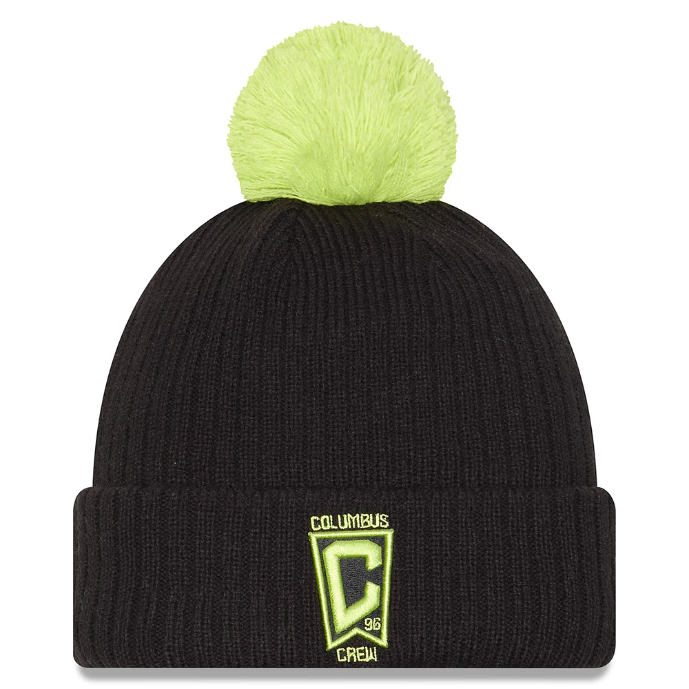 Men's New Era Black Columbus Crew 2025 Jersey Hook Cuff Knit Hat with Pom