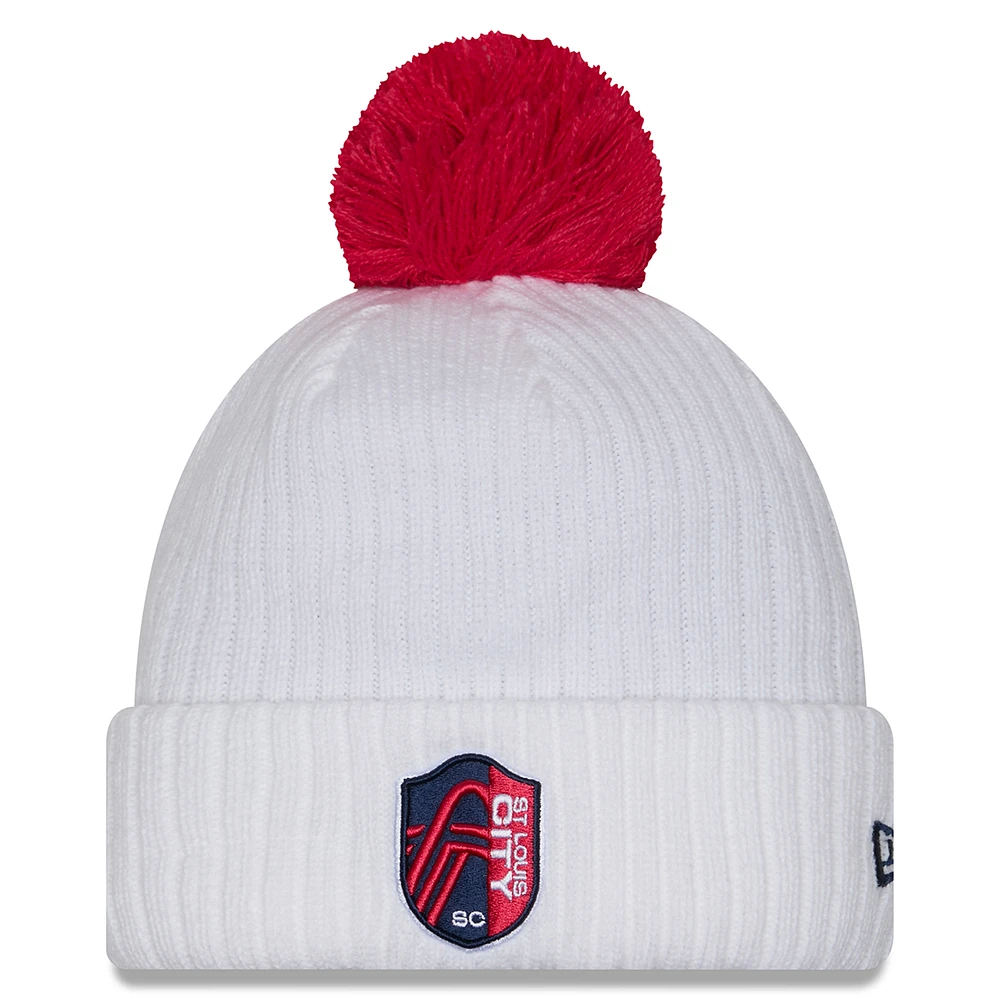 Men's New Era White St. Louis CITY SC 2025 Jersey Hook Cuff Knit Hat with Pom