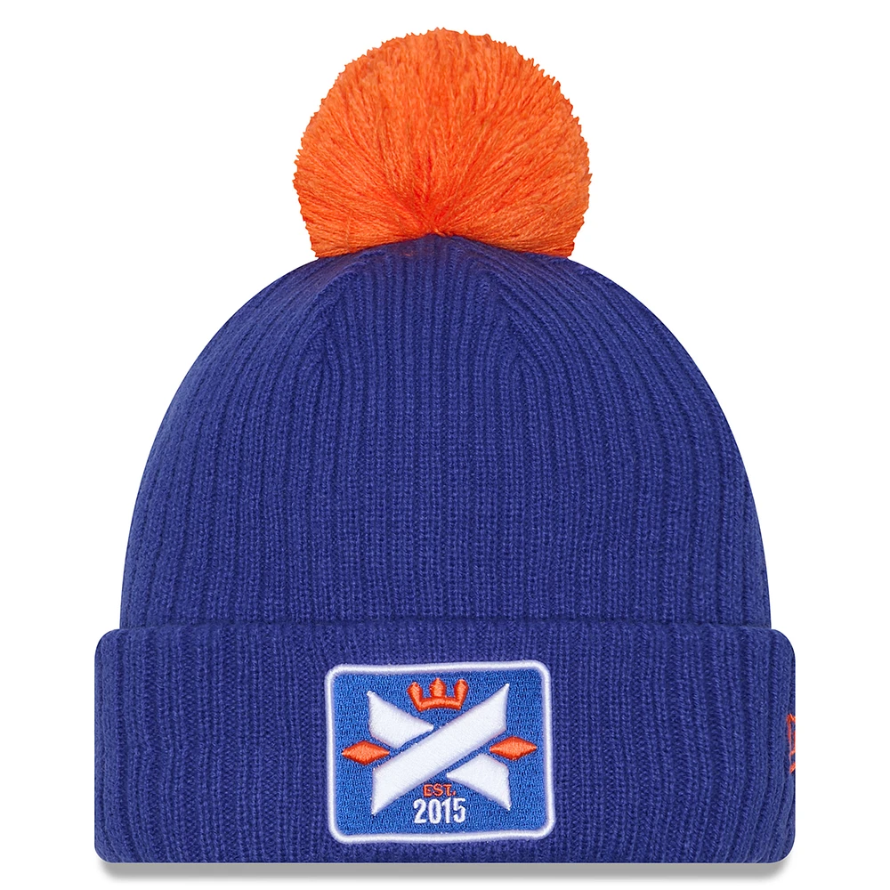 Men's New Era Royal FC Cincinnati 2025 Jersey Hook Cuff Knit Hat with Pom