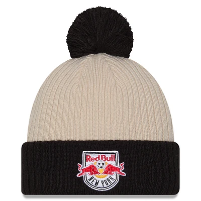 Men's New Era Khaki New York Red Bulls 2025 Jersey Hook Cuff Knit Hat with Pom