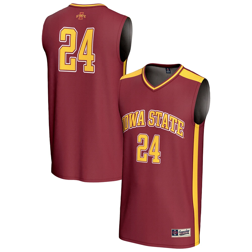 Unisex GameDay Greats #24 Cardinal Iowa State Cyclones Lightweight Collegiate Basketball Fashion Jersey