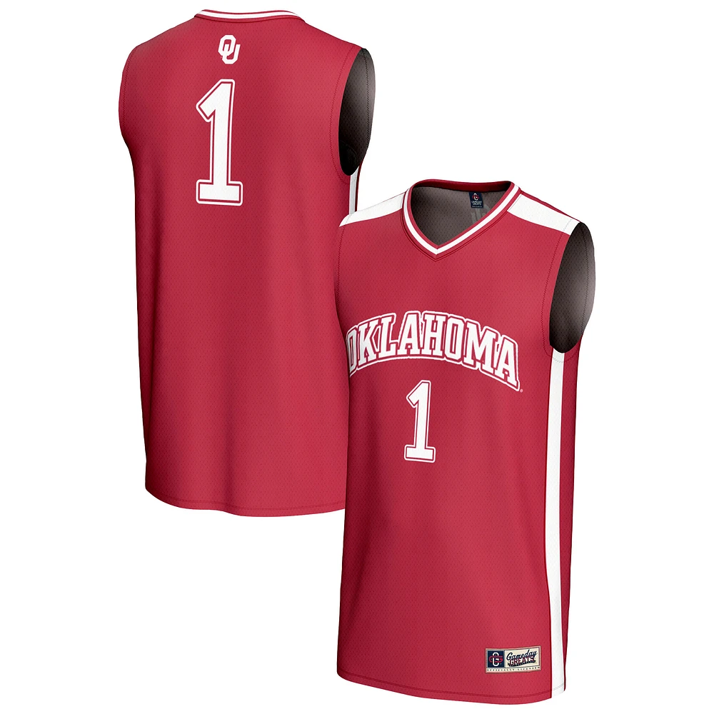 Unisex GameDay Greats #1 Crimson Oklahoma Sooners Lightweight Collegiate Basketball Fashion Jersey
