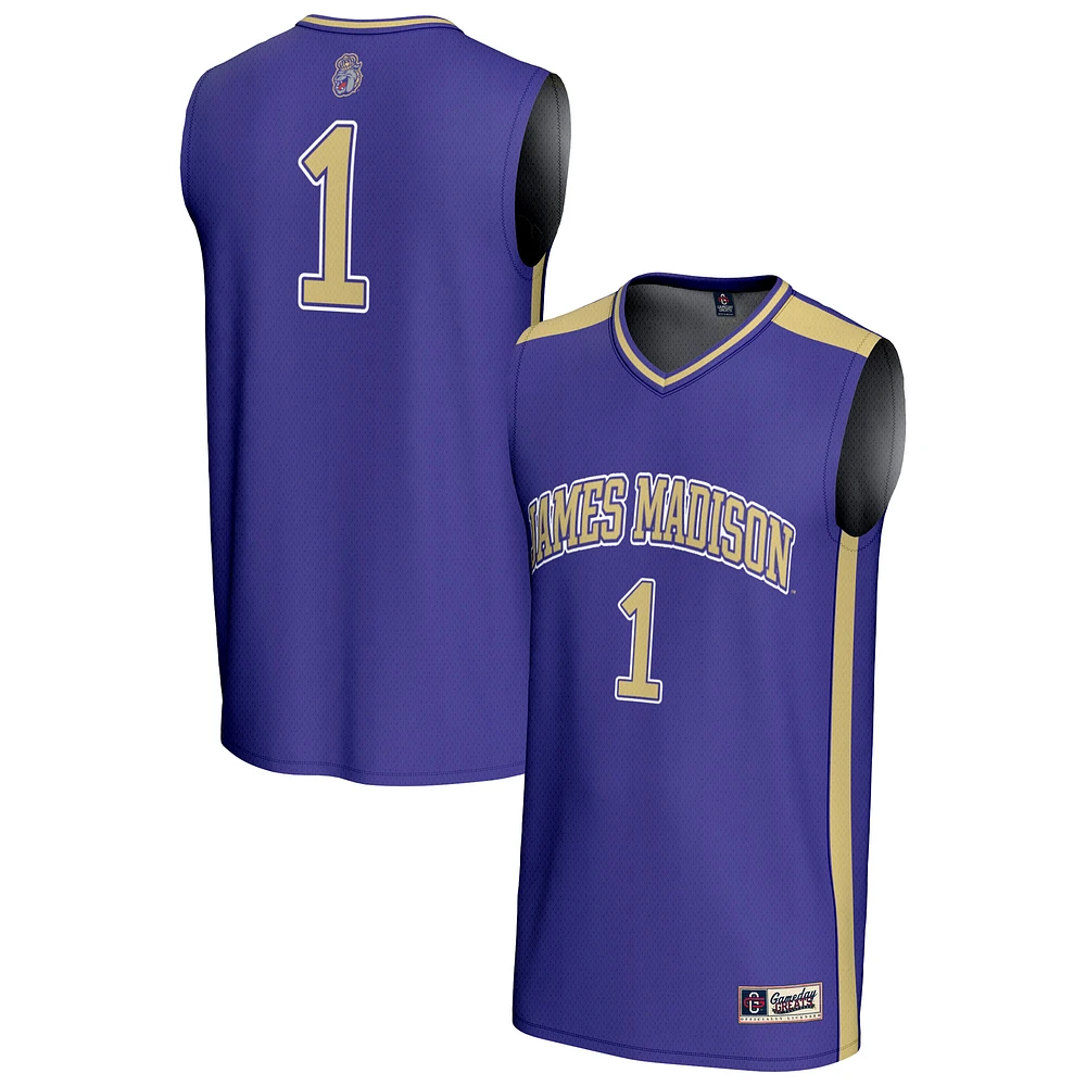 Youth GameDay Greats #1 Purple James Madison Dukes Lightweight Collegiate Basketball Fashion Jersey
