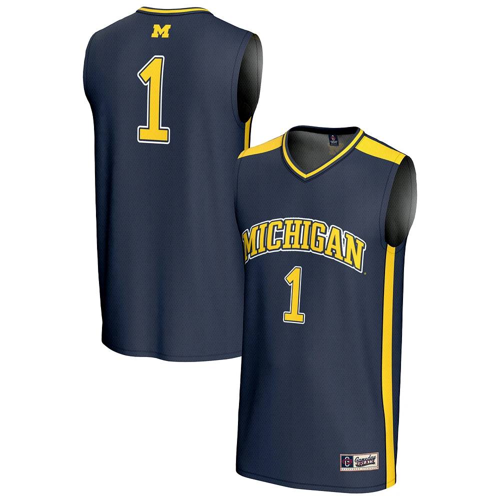 Youth GameDay Greats #1 Navy Michigan Wolverines Lightweight Collegiate Basketball Fashion Jersey
