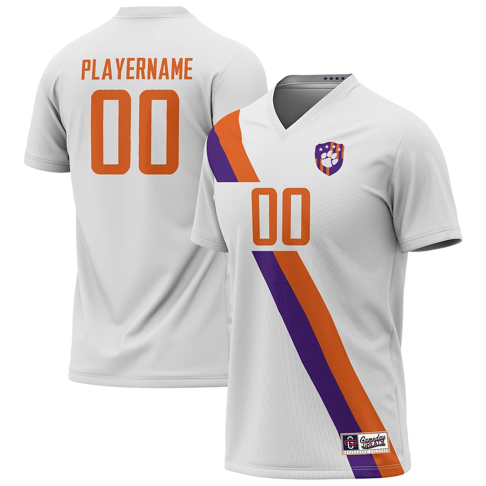 Youth GameDay Greats White Clemson Tigers NIL Pick-A-Player Soccer Jersey