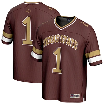 GameDay Greats #1 Maroon Texas State Bobcats Lightweight Collegiate Football Fashion Jersey