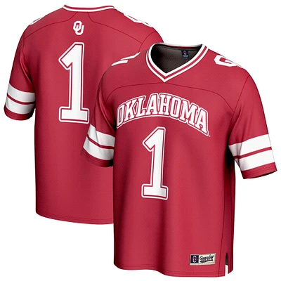 GameDay Greats #1 Crimson Oklahoma Sooners Lightweight Collegiate Football Fashion Jersey