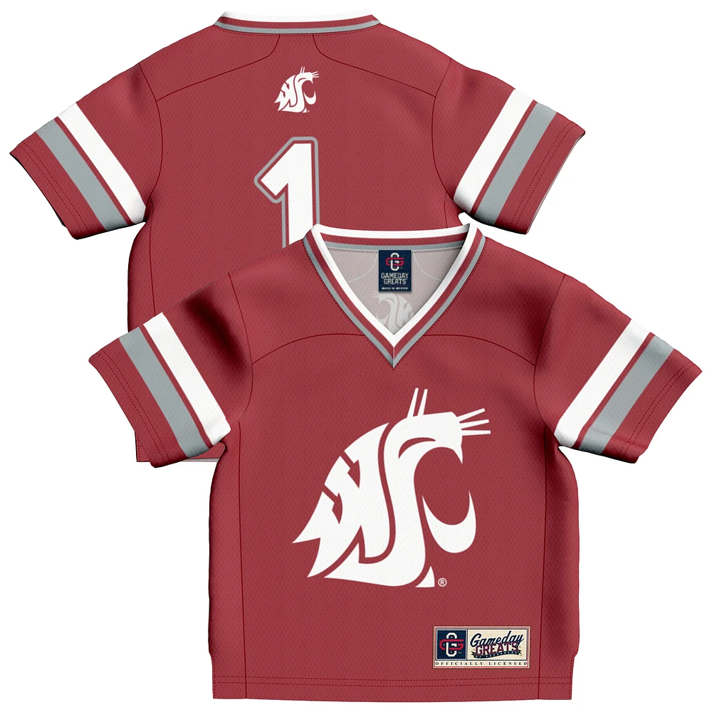 Infant GameDay Greats #1 Crimson Washington State Cougars Lightweight Collegiate Football Fashion Jersey