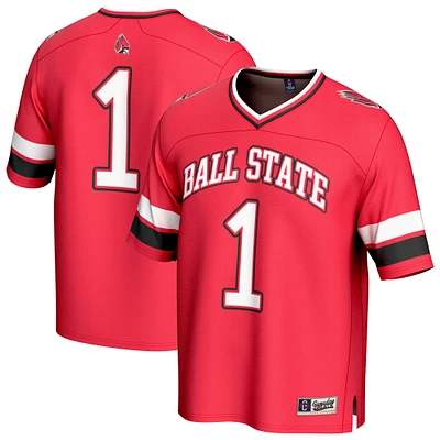 Unisex GameDay Greats #1 Cardinal Ball State Cardinals Lightweight Collegiate Football Fashion Jersey