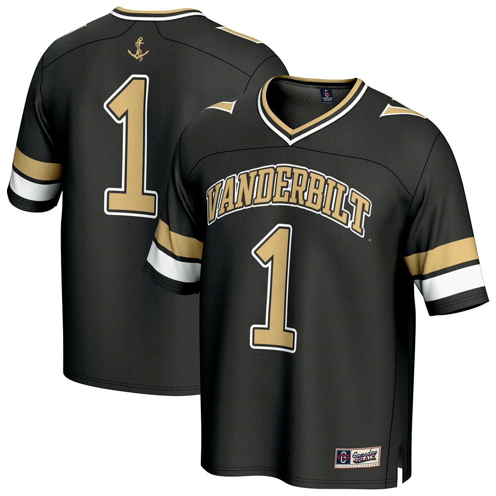 Unisex GameDay Greats #1 Black Vanderbilt Commodores Lightweight Collegiate Football Fashion Jersey