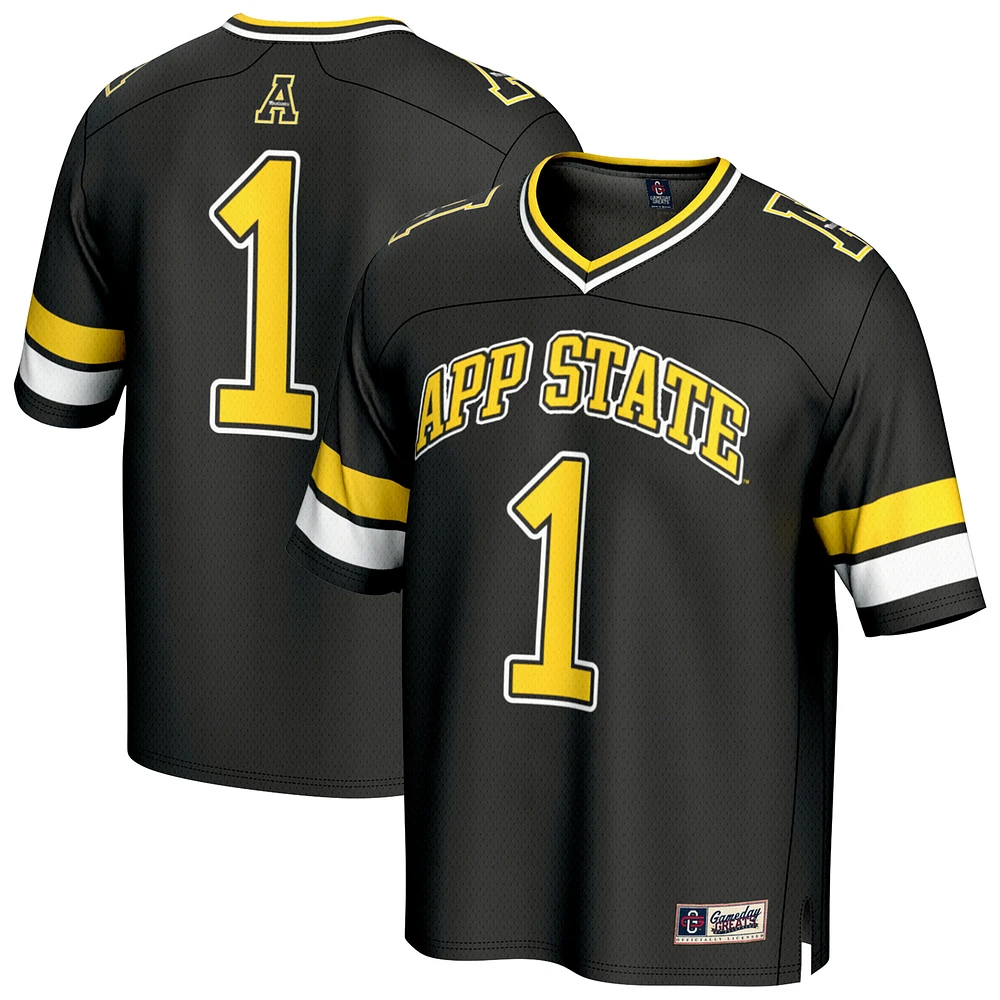 Unisex GameDay Greats #1 Black Appalachian State Mountaineers Lightweight Collegiate Football Fashion Jersey