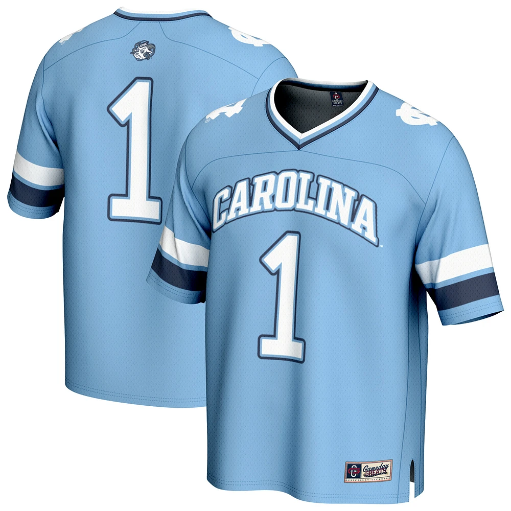 Unisex GameDay Greats #1 Carolina Blue North Tar Heels Lightweight Collegiate Football Fashion Jersey