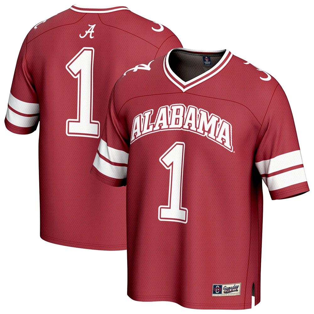 Unisex GameDay Greats #1 Crimson Alabama Tide Lightweight Collegiate Football Fashion Jersey