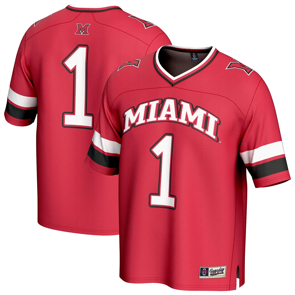 Youth GameDay Greats #1 Red Miami University RedHawks Lightweight Collegiate Football Fashion Jersey