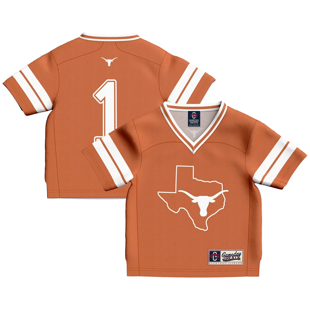 Toddler GameDay Greats #1 Texas Orange Longhorns Lightweight Collegiate Football Fashion Jersey