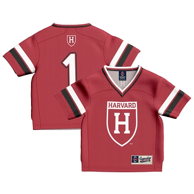 Toddler GameDay Greats #1 Crimson Harvard Lightweight Collegiate Football Fashion Jersey