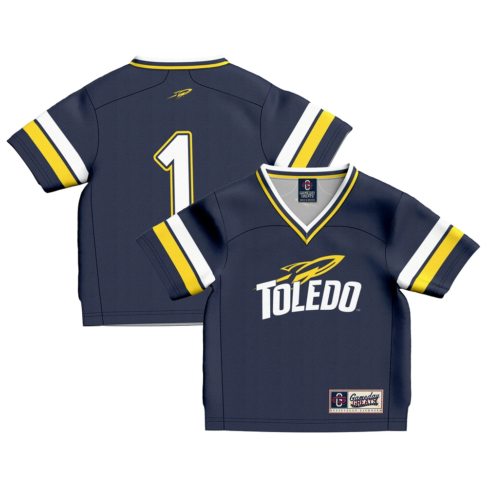 Toddler GameDay Greats #1 Navy Toledo Rockets Lightweight Collegiate Football Fashion Jersey