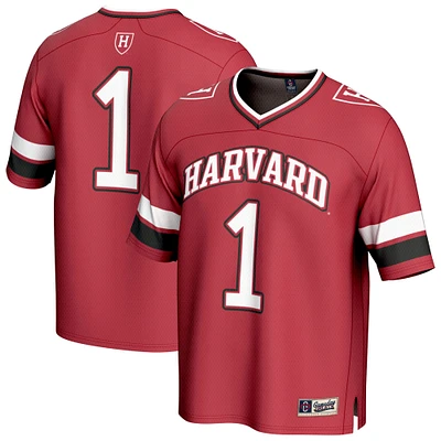 Youth GameDay Greats #1 Crimson Harvard Lightweight Collegiate Football Fashion Jersey