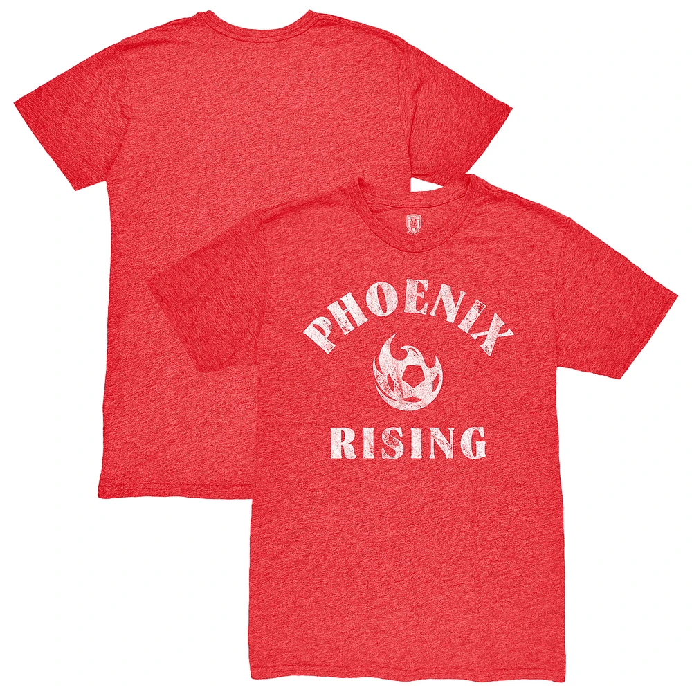 Men's 1863FC Heather Red Phoenix Rising FC Team Arch Vintage Tri-Blend T-Shirt