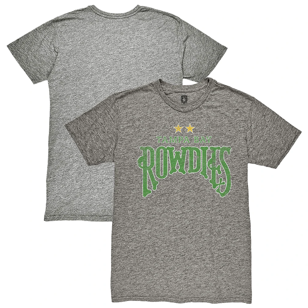 Men's 1863FC Heather Gray Tampa Bay Rowdies Color Badge Retro Tri-Blend T-Shirt