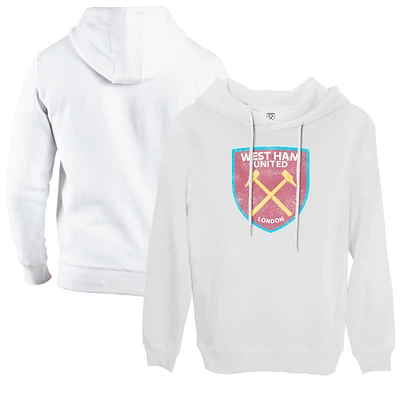 Men's 1863FC White West Ham United Color Badge Fleece Pullover Hoodie