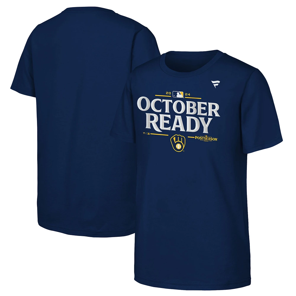 Youth Fanatics Navy Milwaukee Brewers 2024 MLB Postseason Locker Room T-Shirt