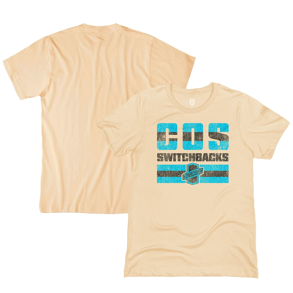 Men's 1863FC Tan Colorado Springs Switchbacks FC Retro Stripes T-Shirt