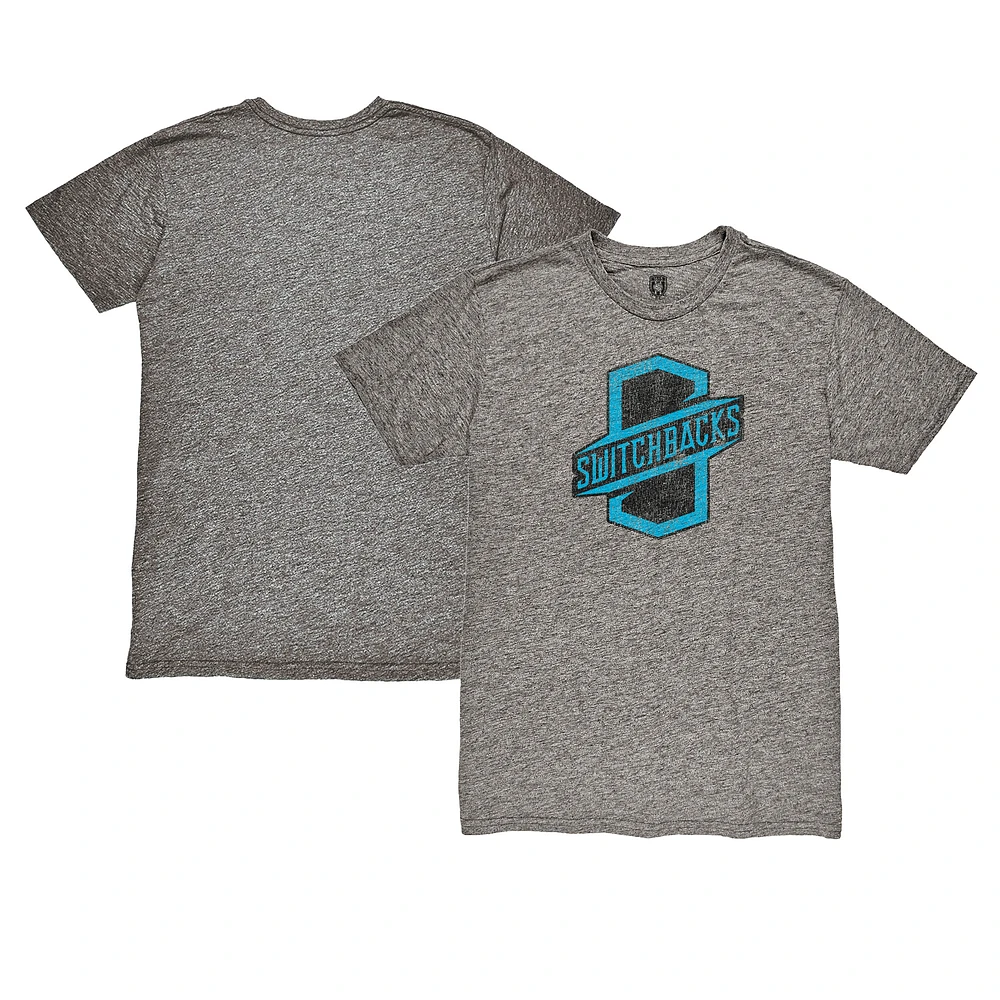Men's 1863FC Heather Gray Colorado Springs Switchbacks FC Color Badge Vintage Tri-Blend T-Shirt