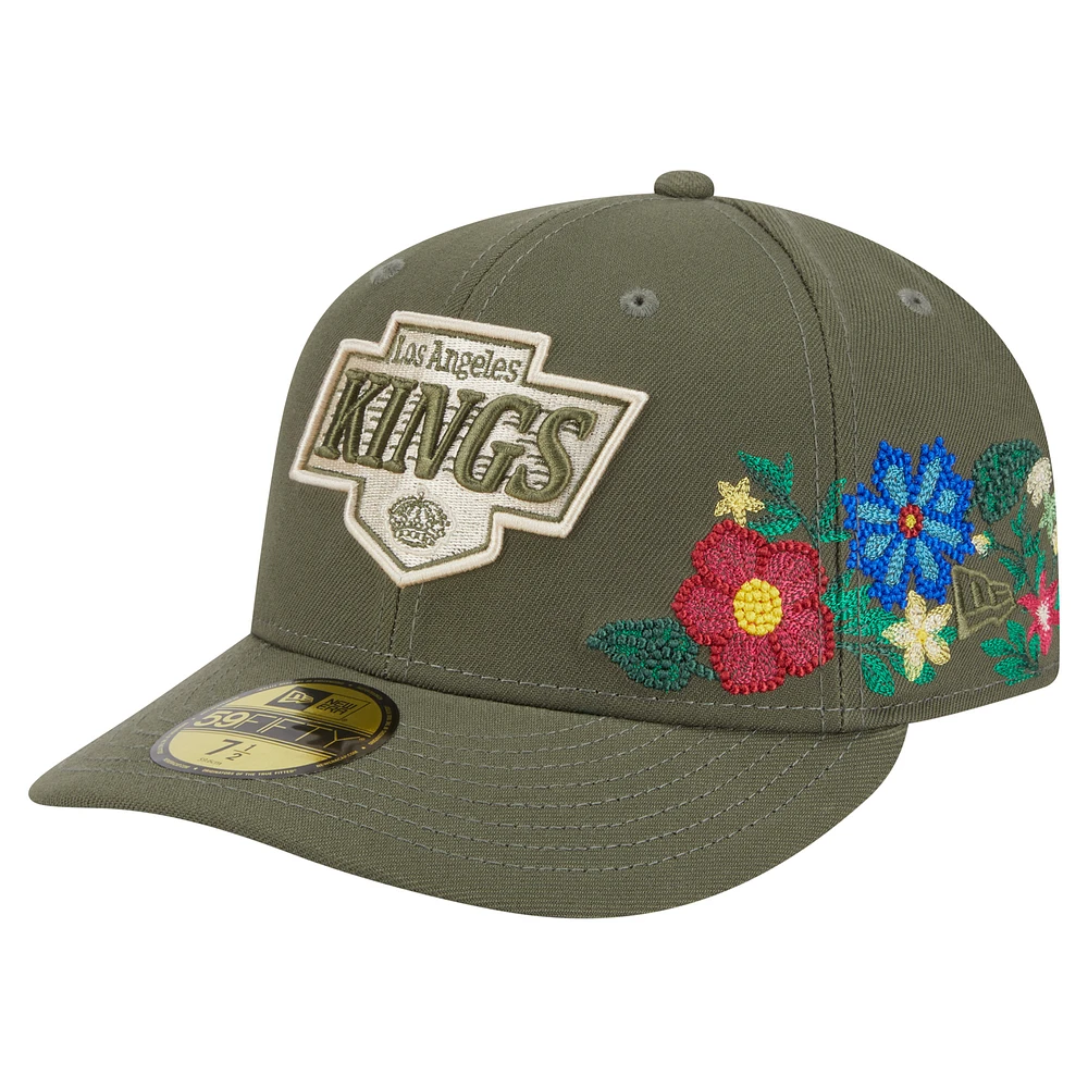 Men's New Era Olive Los Angeles Kings Tonal Florals 59FIFTY Fitted Hat