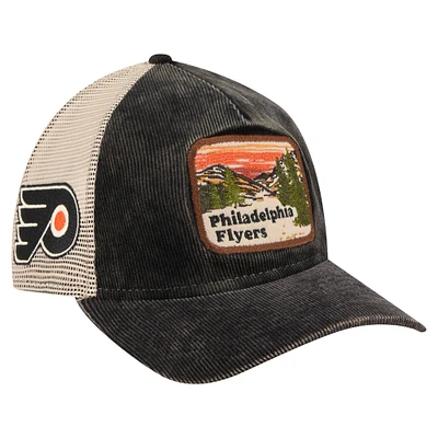 Men's New Era Black/Cream Philadelphia Flyers Vintage Landscape 9TWENTY A-Frame Adjustable Trucker Hat