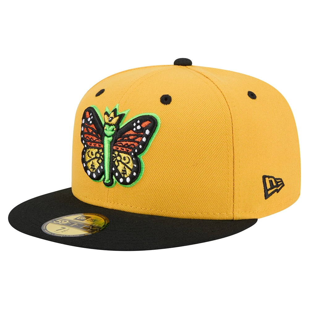 Men's New Era Yellow/Black Eugene Emeralds Copa de la Diversión 59FIFTY Fitted Hat