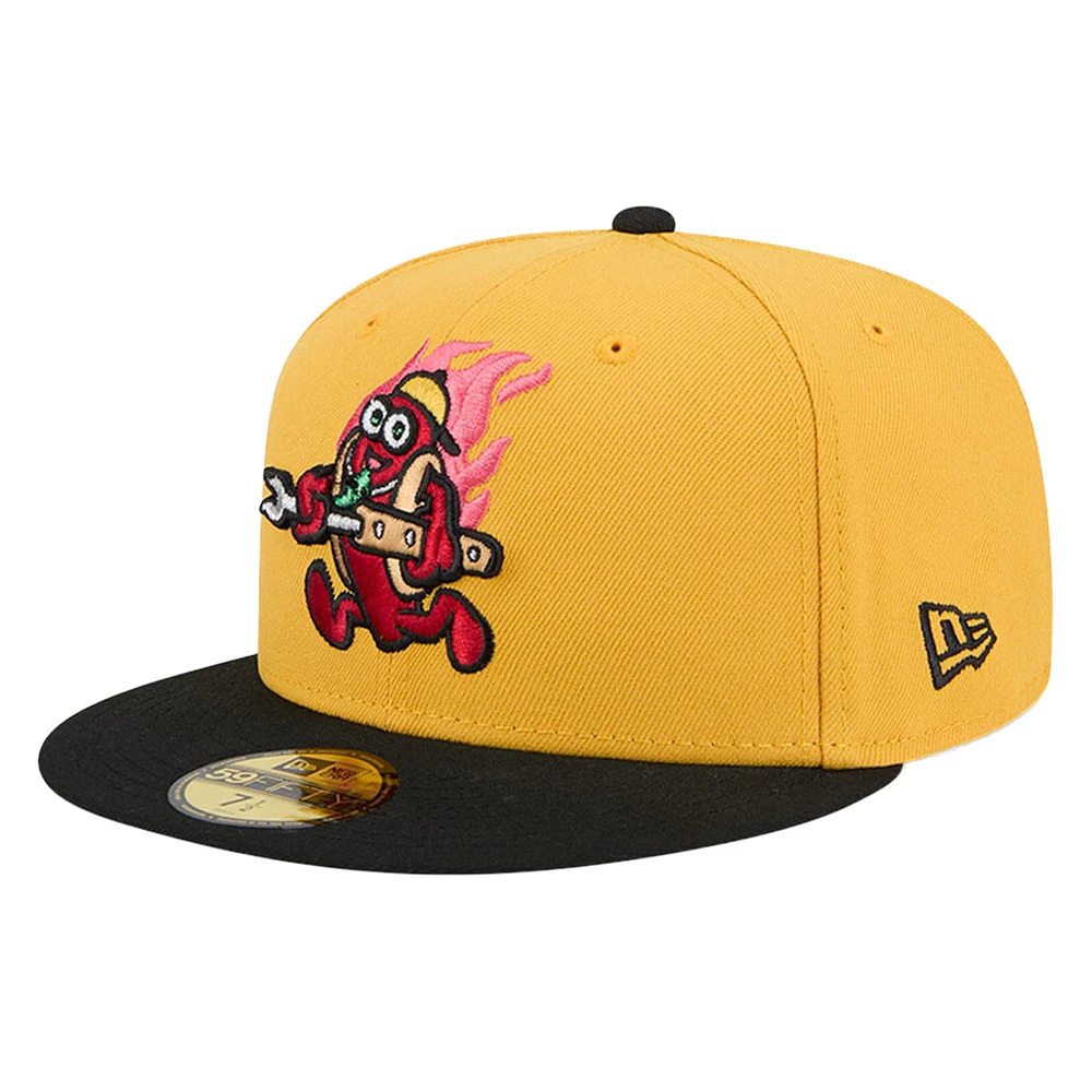 Men's New Era Yellow Akron RubberDucks Copa de la Diversión 59FIFTY Fitted Hat