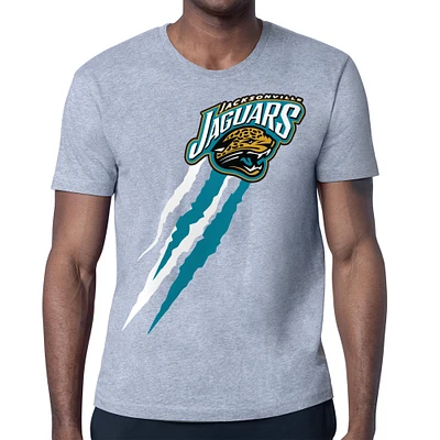 Men's Starter Heather Gray Jacksonville Jaguars Retro Team Logo Color Scratch T-Shirt