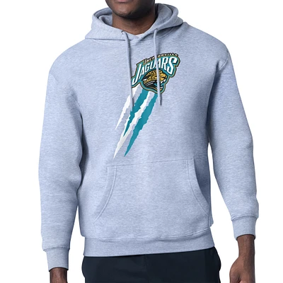 Men's Starter Heather Gray Jacksonville Jaguars Retro Team Logo Color Scratch Pullover Hoodie