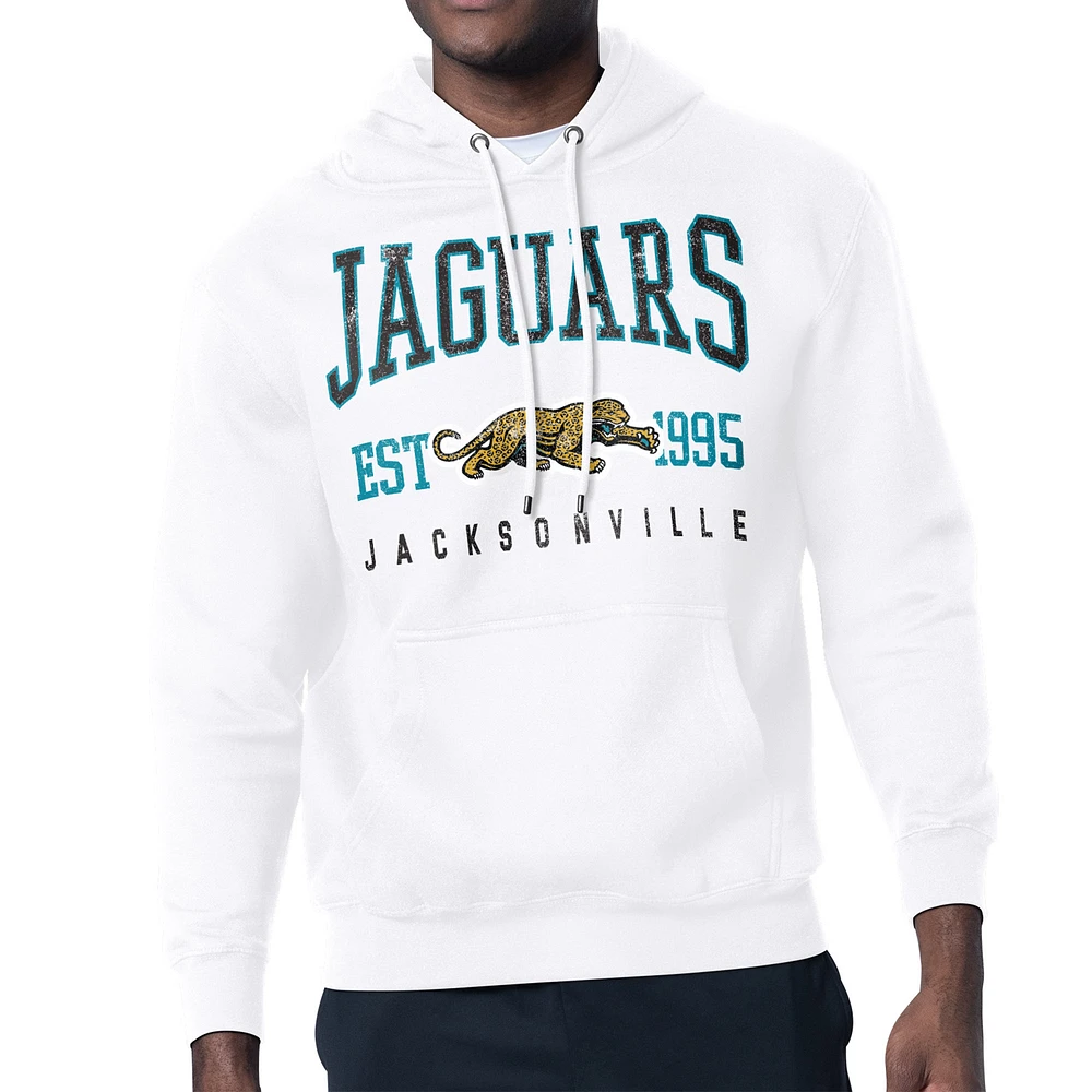 Men's Starter White Jacksonville Jaguars Retro Team Logo Pullover Hoodie