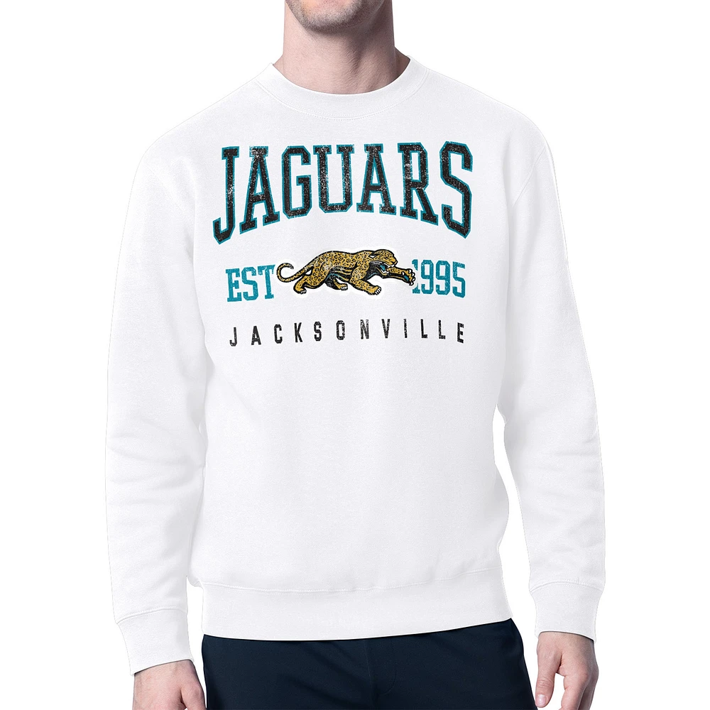 Men's Starter White Jacksonville Jaguars Retro Team Logo Pullover Sweatshirt