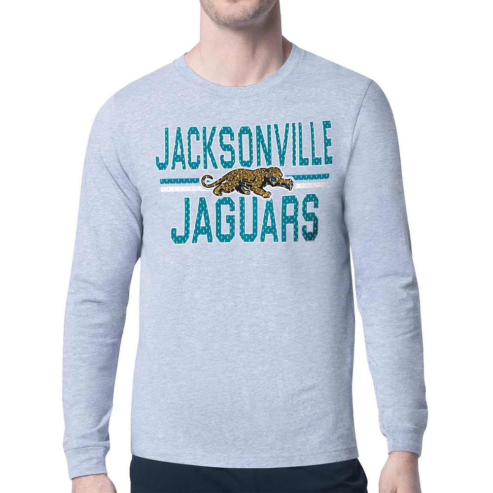 Men's Starter Heather Gray Jacksonville Jaguars Mesh Look Retro Team Logo T-Shirt